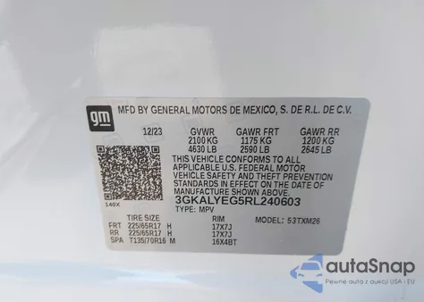 2024 GMC Terrain Awd At4 z USA, uszkodzony, nr VIN 3GKALYEG5RL240603